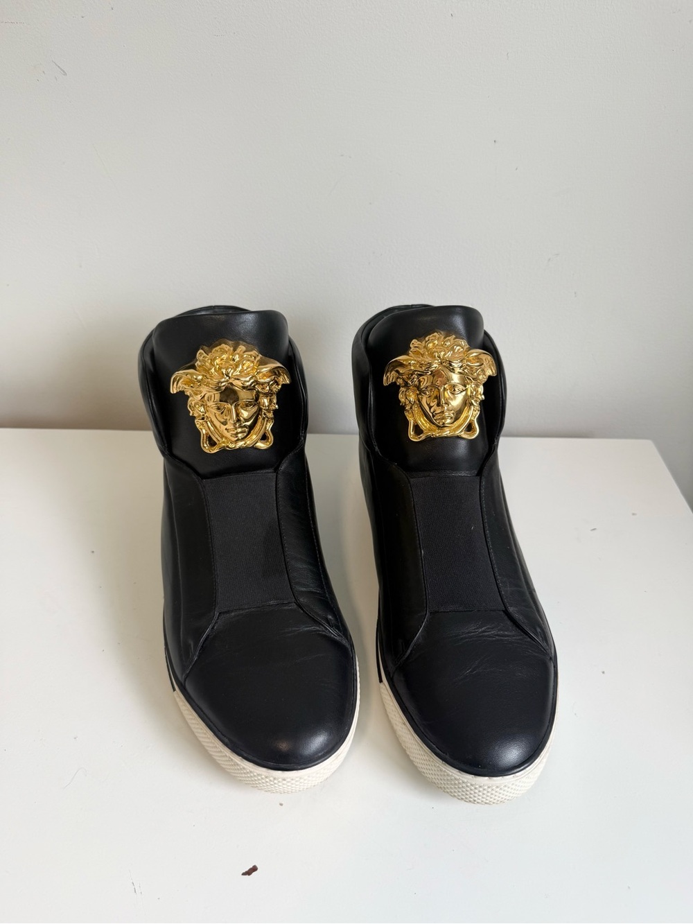 Versace Black Leather Palazzo Medusa High Top Sneakers - Men's Size 43 ( US 10)